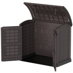 Armoire de jardin 1200L en résine marron avec couvercle arrondi DURAMAX