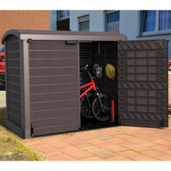 Armoire de jardin 1200L en résine marron avec couvercle arrondi DURAMAX