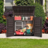 Armoire de jardin 1200L en résine marron avec couvercle arrondi DURAMAX