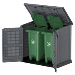 Armoire de jardin 1200L en résine gris avec couvercle plat DURAMAX