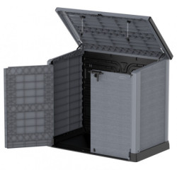 Armoire de jardin 1200L en résine gris avec couvercle plat DURAMAX