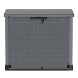 Armoire de jardin 1200L en résine gris avec couvercle plat DURAMAX