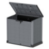 Armoire de jardin 1200L en résine gris avec couvercle plat DURAMAX