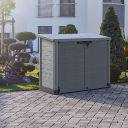 Armoire de jardin 1200L en résine gris avec couvercle plat DURAMAX