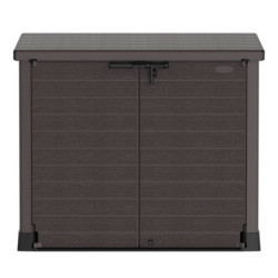 Armoire de jardin 1200L en résine marron avec couvercle plat DURAMAX