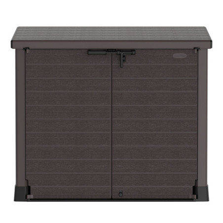 Armoire de jardin 1200L en résine marron avec couvercle plat DURAMAX