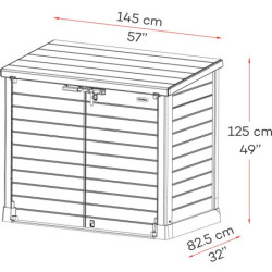 Armoire de jardin 1200L en résine marron avec couvercle plat DURAMAX