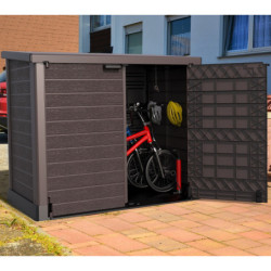 Armoire de jardin 1200L en résine marron avec couvercle plat DURAMAX