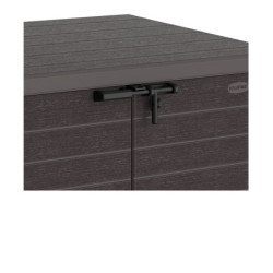 Armoire de jardin 1200L en résine marron avec couvercle plat DURAMAX