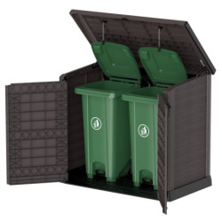 Armoire de jardin 1200L en résine marron avec couvercle plat DURAMAX