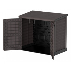 Armoire de jardin 1200L en résine marron avec couvercle plat DURAMAX