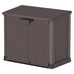 Armoire de jardin 1200L en résine marron avec couvercle plat DURAMAX