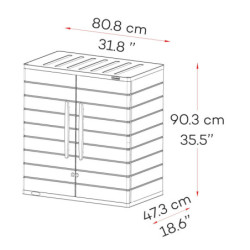 Armoire de jardin - H.90cm - en résine gris - 2 étagères - DURAMAX