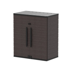 Armoire de jardin - H.90cm - en résine marron - 2 étagères - DURAMAX