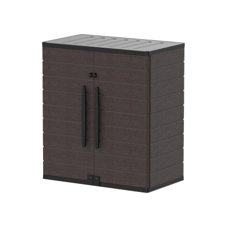 Armoire de jardin - H.90cm - en résine marron - 2 étagères - DURAMAX