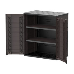 Armoire de jardin - H.90cm - en résine marron - 2 étagères - DURAMAX