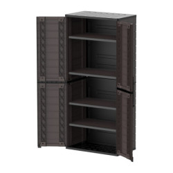 Armoire de jardin - H.178cm - en résine marron - 4 étagères - DURAMAX