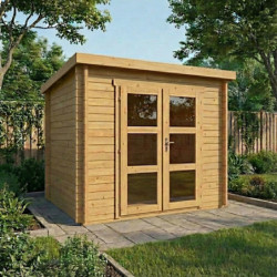 Abri de jardin Penty - madriers 28mm - traité - 6m² - Gardy Shelter