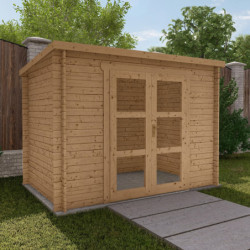 Abri de jardin Penty - madriers 28mm - traité - 6m² - Gardy Shelter