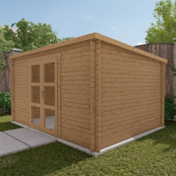 Abri de jardin Penty - madriers 28mm - traité - 12m² - Gardy Shelter