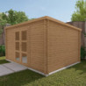 Abri de jardin Penty - madriers 28mm - traité - 12m² - Gardy Shelter