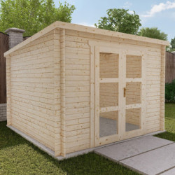 Abri de jardin Penty - madriers 40mm - brut - 9m² - Gardy Shelter