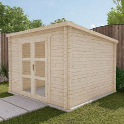 Abri de jardin Penty - madriers 40mm - brut - 9m² - Gardy Shelter