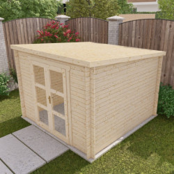 Abri de jardin Penty - madriers 40mm - brut - 9m² - Gardy Shelter
