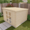 Abri de jardin Penty - madriers 40mm - brut - 9m² - Gardy Shelter
