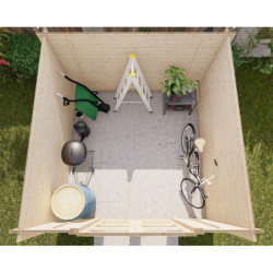 Abri de jardin Penty - madriers 40mm - brut - 9m² - Gardy Shelter