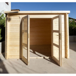 Abri de jardin Penty - madriers 40mm - brut - 9m² - Gardy Shelter