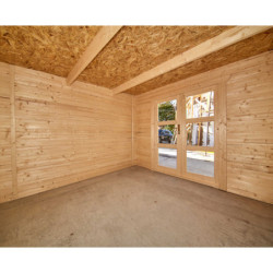 Abri de jardin Penty - madriers 40mm - brut - 9m² - Gardy Shelter