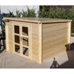 Abri de jardin Penty - madriers 40mm - brut - 9m² - Gardy Shelter