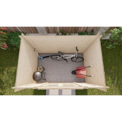 Abri Penty - madriers 28mm - brut - 6m² - tuiles - Gardy Shelter