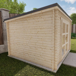 Abri Penty - madriers 40mm - brut - 9m² - tuiles - Gardy Shelter