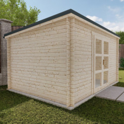 Abri Penty - madriers 40mm - brut - 12m² - tuiles - Gardy Shelter