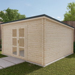 Abri Penty - madriers 40mm - brut - 16m² - tuiles - Gardy Shelter