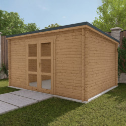 Abri Penty - madriers 40mm - traité - 12m² - tuiles - Gardy Shelter