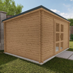 Abri Penty - madriers 40mm - traité - 12m² - tuiles - Gardy Shelter