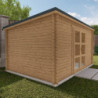 Abri Penty - madriers 40mm - traité - 12m² - tuiles - Gardy Shelter