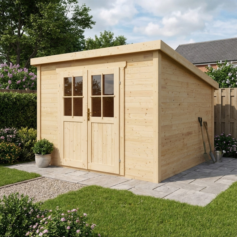 Abri de jardin SICBA- madriers 20mm - brut - 9m² - Gardy Shelter