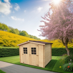 Abri 6,16m² en bois massif avec toit en plaques ondulées HABRITA