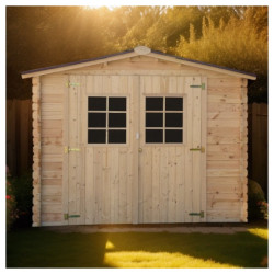 Abri 6,16m² en bois massif avec toit en plaques ondulées HABRITA