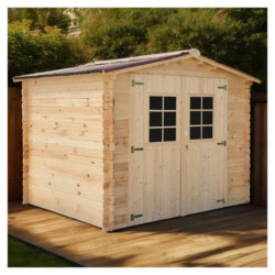 Abri 6,16m² en bois massif avec toit en plaques ondulées HABRITA