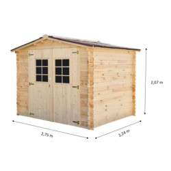 Abri 6,16m² en bois massif avec toit en plaques ondulées HABRITA