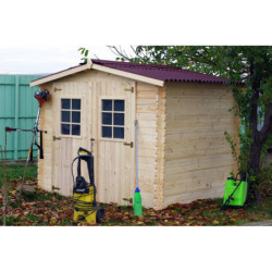 Abri 6,16m² en bois massif avec toit en plaques ondulées HABRITA