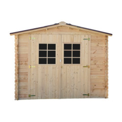 Abri 6,16m² en bois massif avec toit en plaques ondulées HABRITA