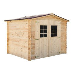 Abri 6,16m² en bois massif avec toit en plaques ondulées HABRITA