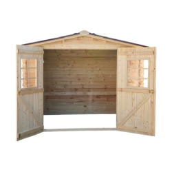 Abri 6,16m² en bois massif avec toit en plaques ondulées HABRITA