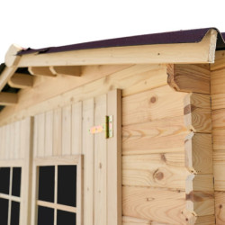 Abri 6,16m² en bois massif avec toit en plaques ondulées HABRITA